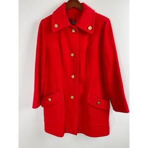 Vintage Fashionbilt Casuals 100% Wool Pea Coat Red Flannel Lined